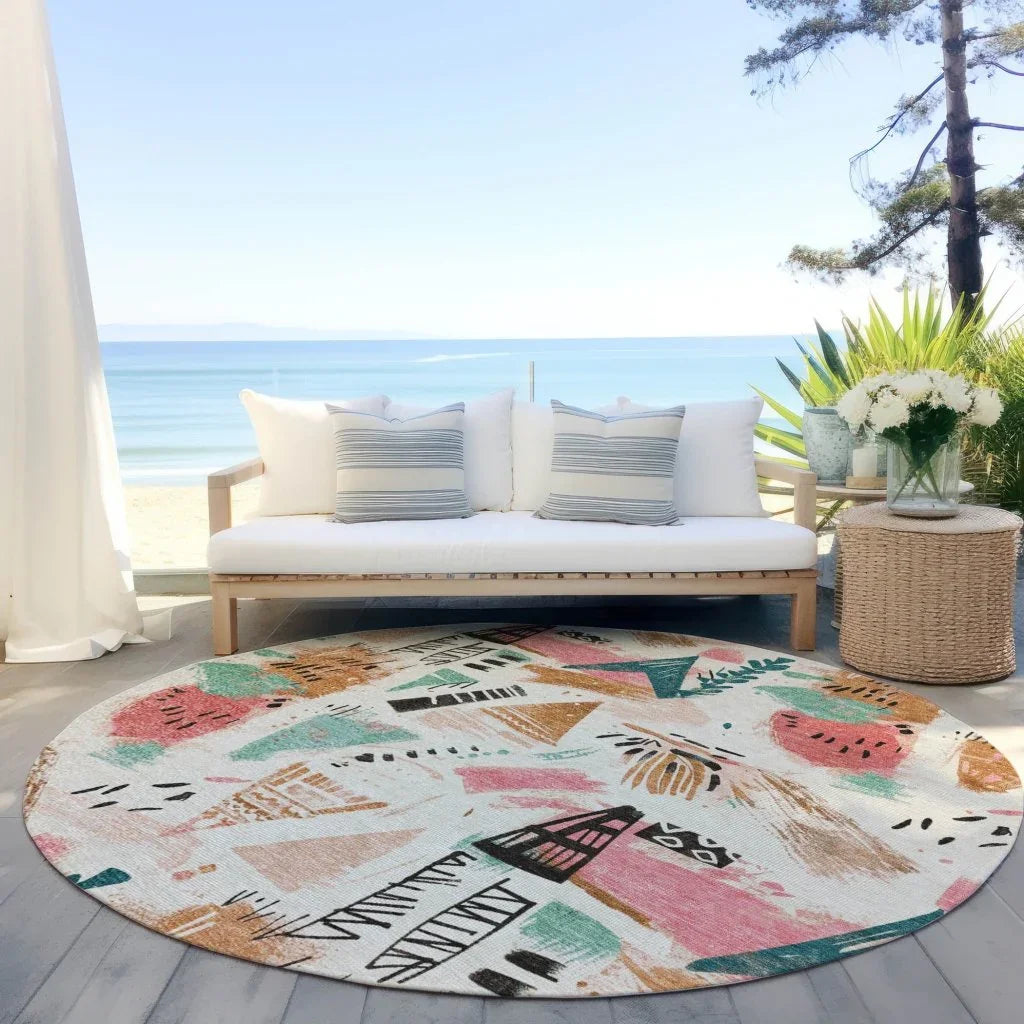LOOMLAN Rugs Veldorah Ivory Washable Indoor-Outdoor Rug