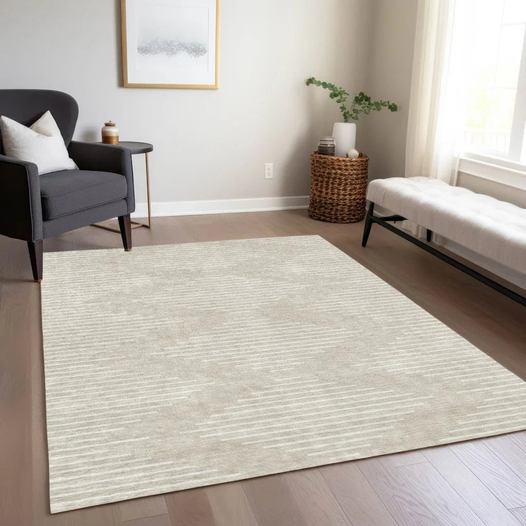 LOOMLAN Rugs Velina Beige Washable Indoor-Outdoor Rug