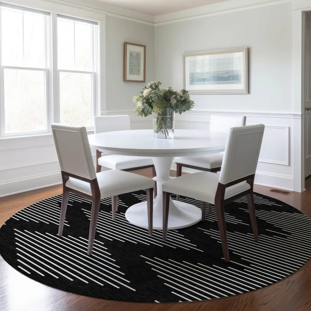 LOOMLAN Rugs Velina Black Washable Indoor-Outdoor Rug