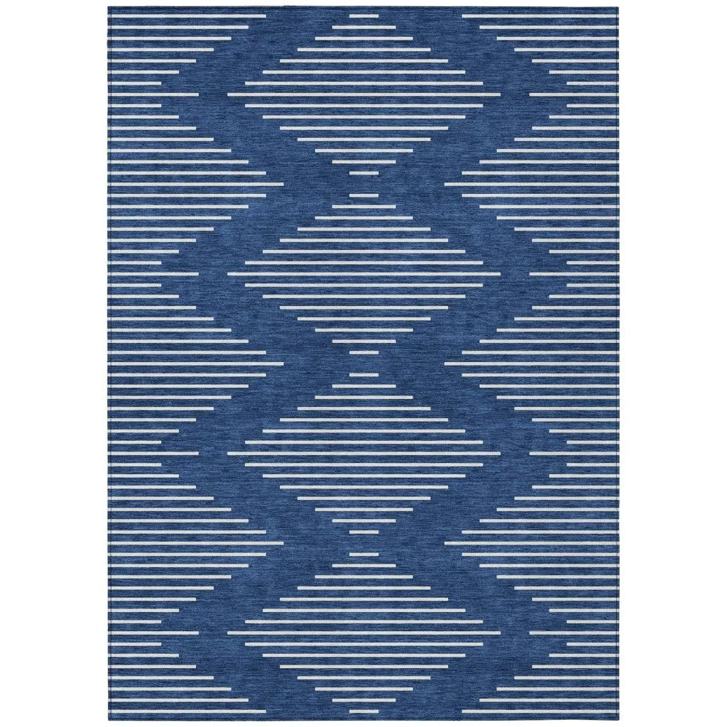 LOOMLAN Rugs Velina Blue Washable Indoor-Outdoor Rug