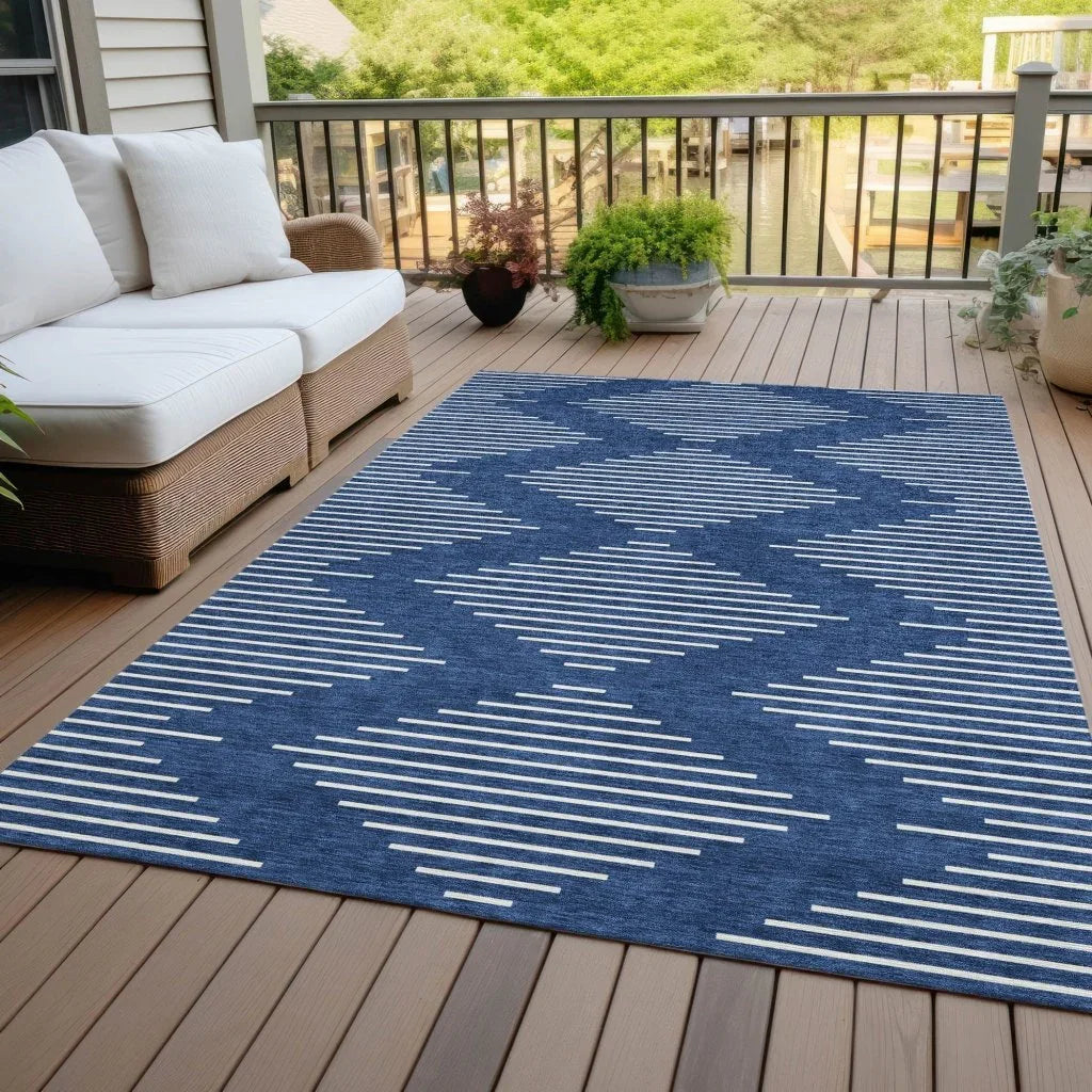 LOOMLAN Rugs Velina Blue Washable Indoor-Outdoor Rug