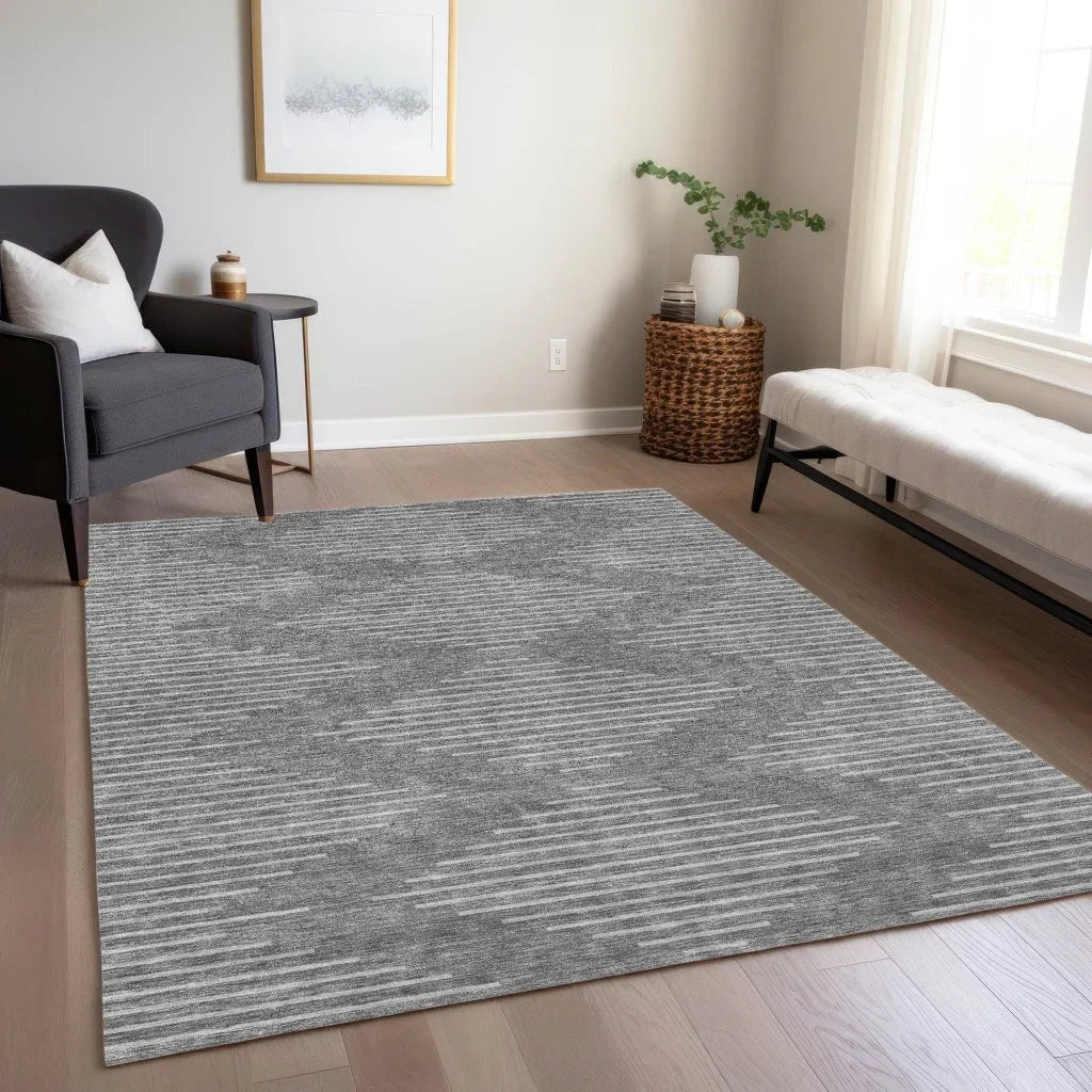 LOOMLAN Rugs Velina Charcoal Washable Indoor-Outdoor Rug