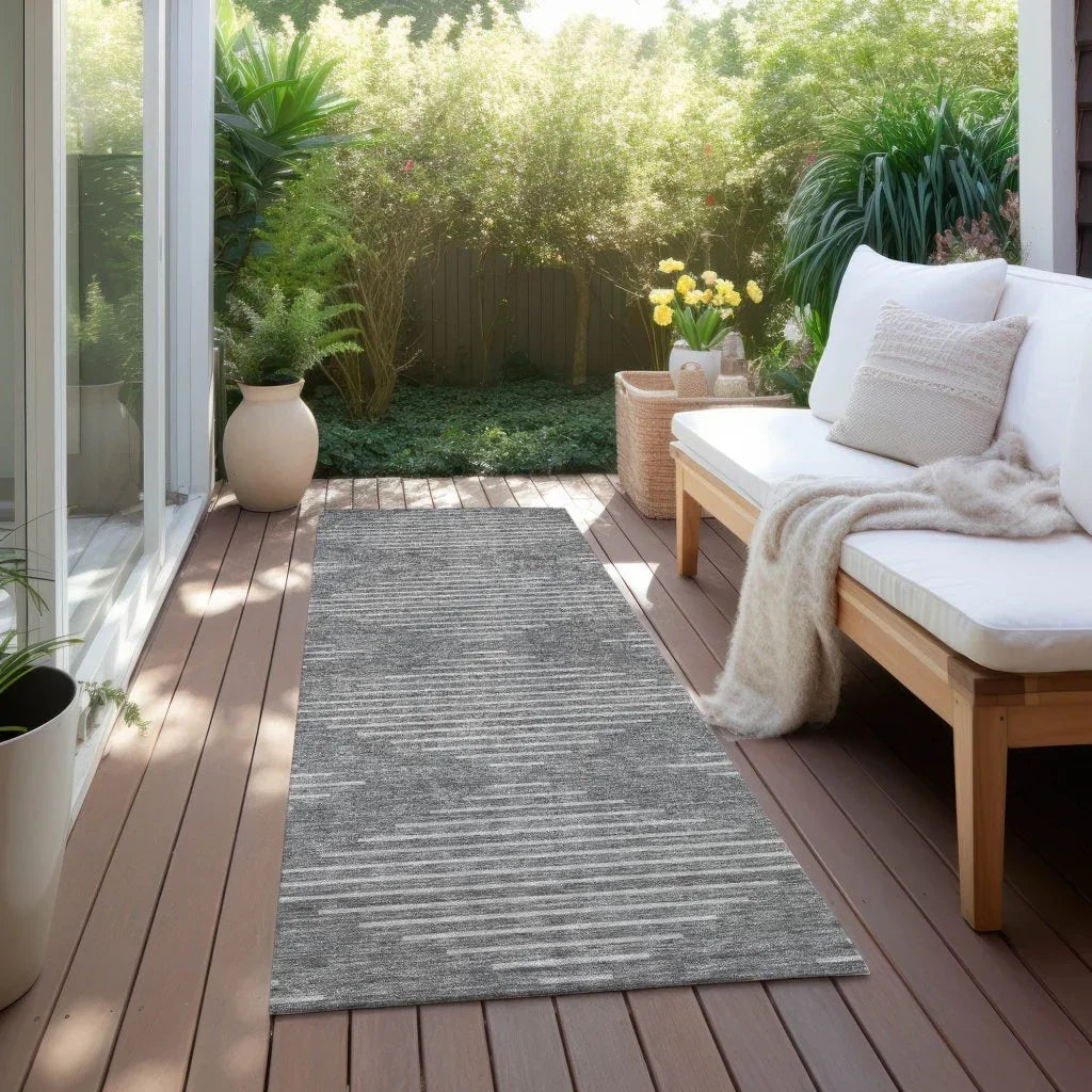 LOOMLAN Rugs Velina Charcoal Washable Indoor-Outdoor Rug