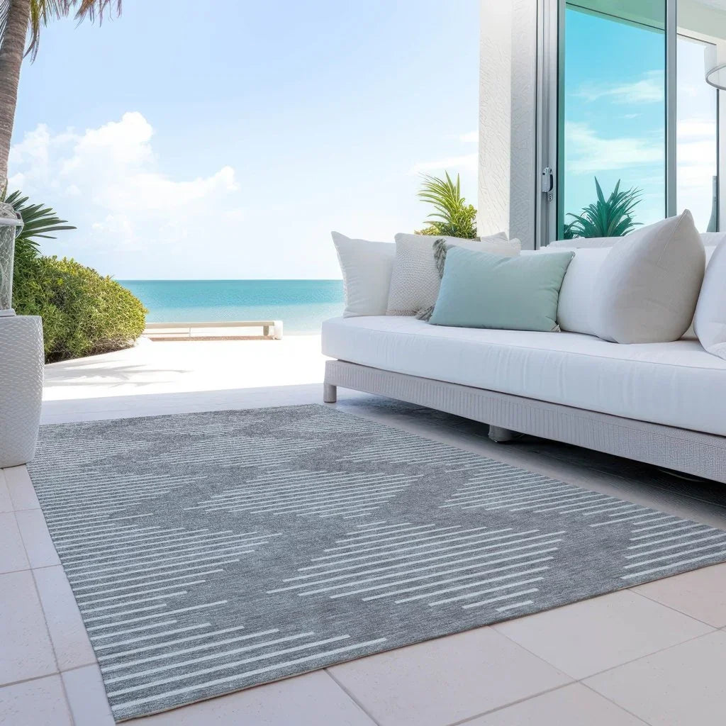 LOOMLAN Rugs Velina Gray Washable Indoor-Outdoor Rug