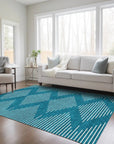 LOOMLAN Rugs Velina Teal Washable Indoor-Outdoor Rug