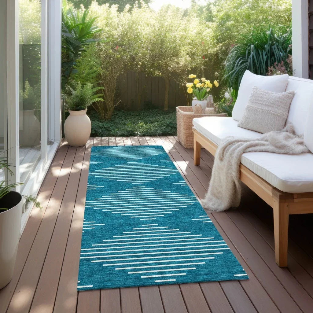 LOOMLAN Rugs Velina Teal Washable Indoor-Outdoor Rug