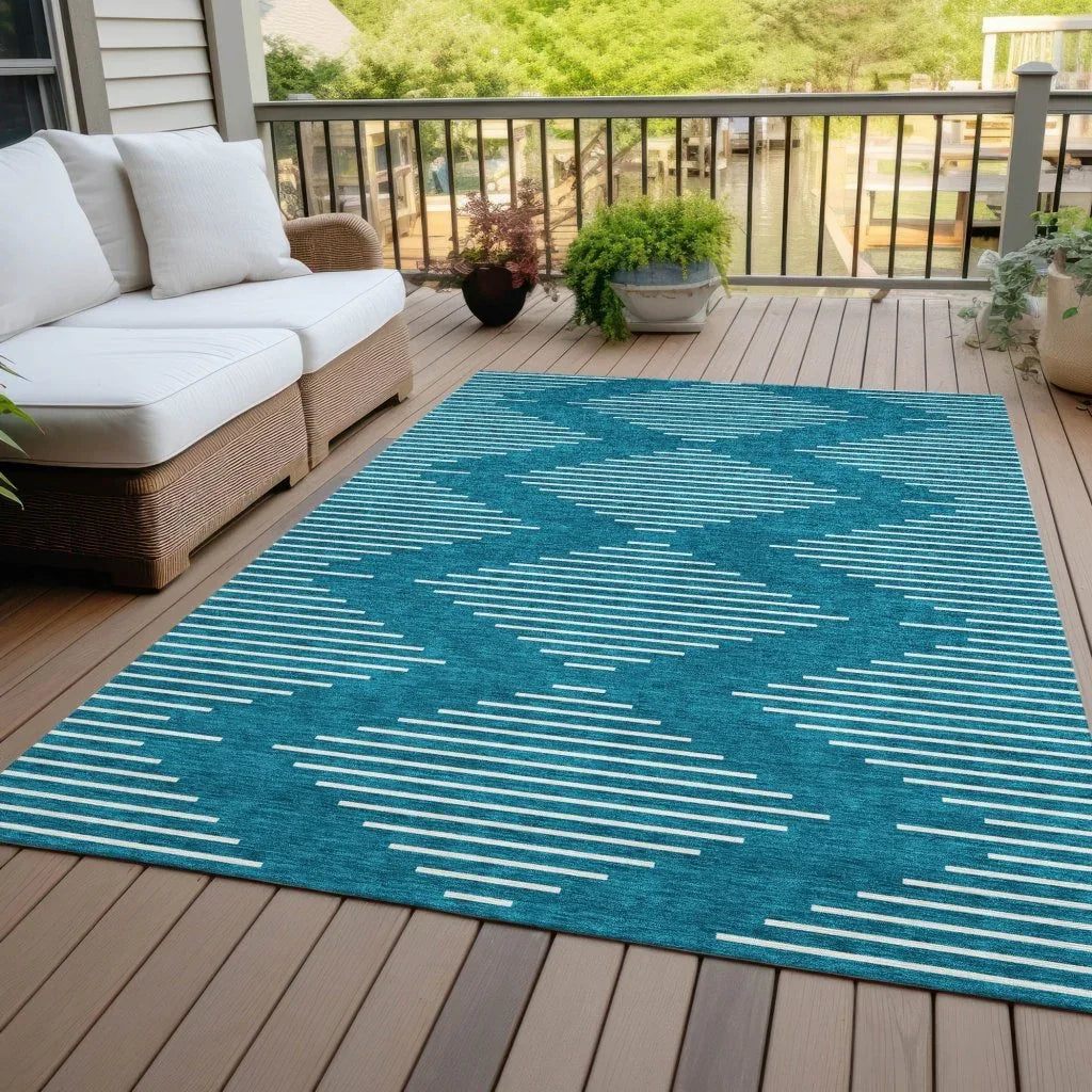 LOOMLAN Rugs Velina Teal Washable Indoor-Outdoor Rug