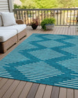 LOOMLAN Rugs Velina Teal Washable Indoor-Outdoor Rug