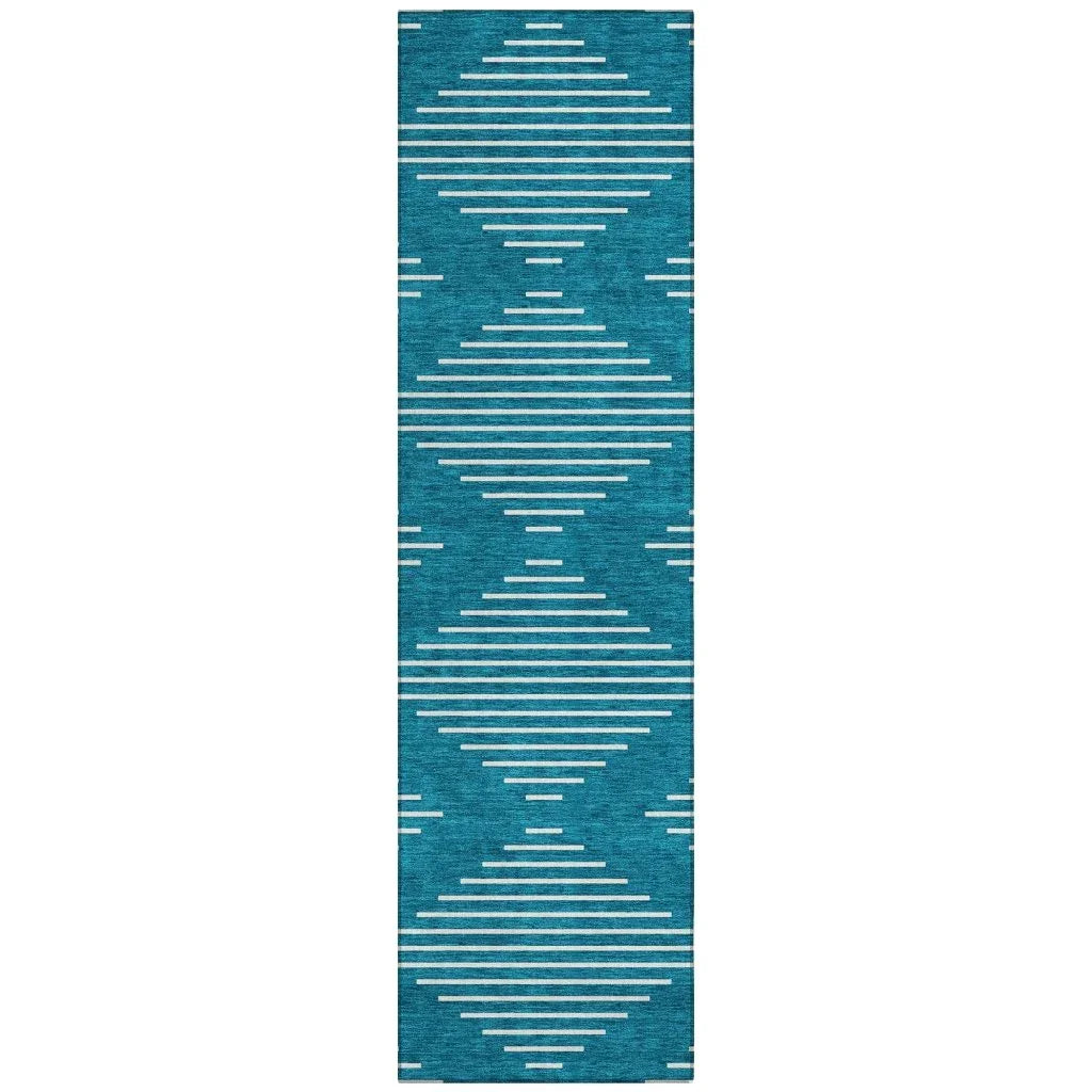 LOOMLAN Rugs Velina Teal Washable Indoor-Outdoor Rug