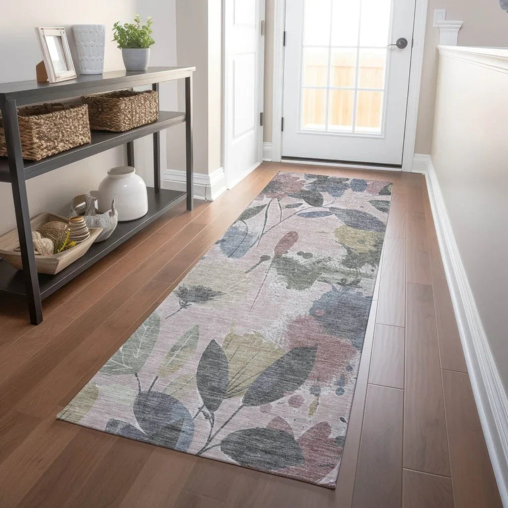 LOOMLAN Rugs Velustre Pink Washable Indoor-Outdoor Rug