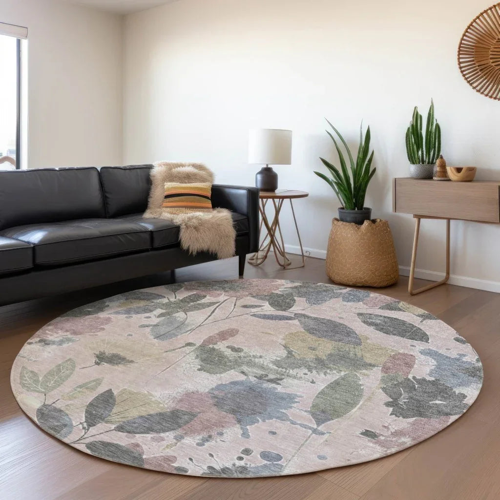 LOOMLAN Rugs Velustre Pink Washable Indoor-Outdoor Rug