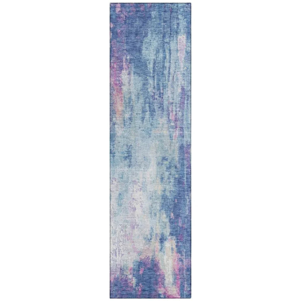 LOOMLAN Rugs Verentha Blue Washable Indoor-Outdoor Rug