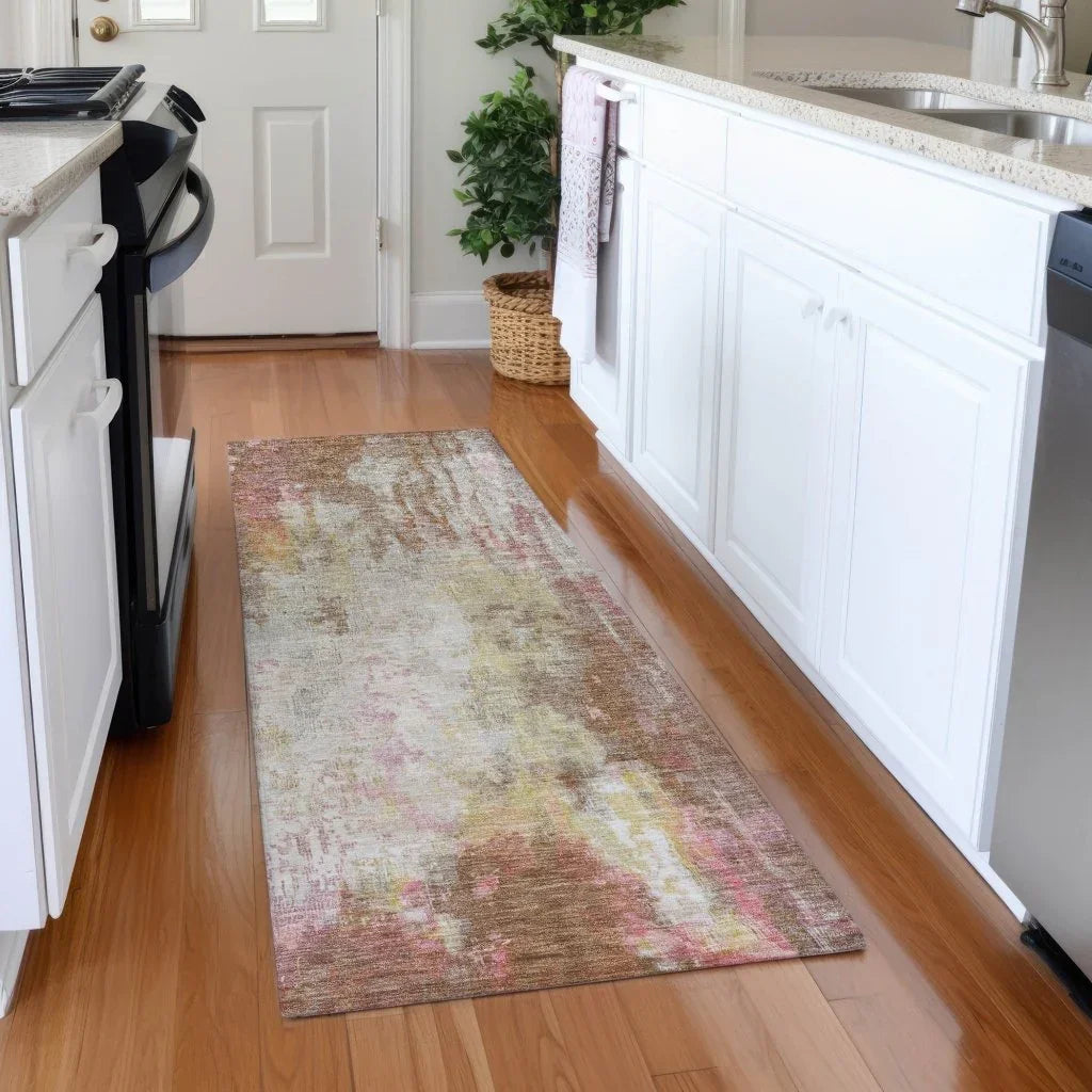 LOOMLAN Rugs Verentha Brown Washable Indoor-Outdoor Rug