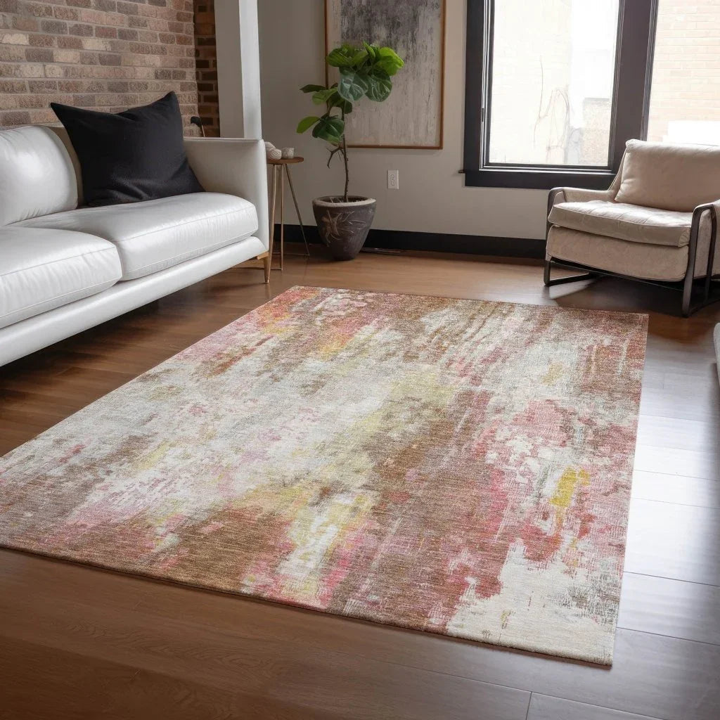 LOOMLAN Rugs Verentha Brown Washable Indoor-Outdoor Rug
