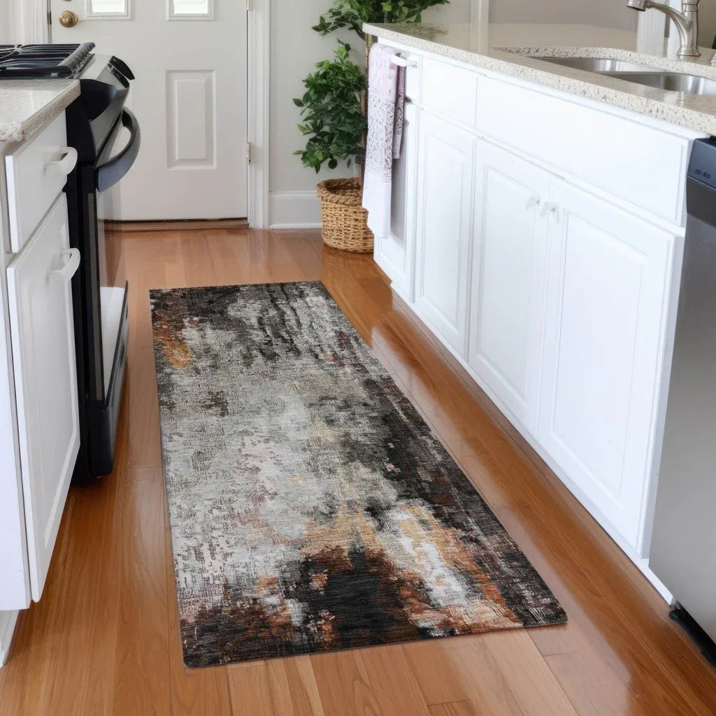 LOOMLAN Rugs Verentha Gray Washable Indoor-Outdoor Rug