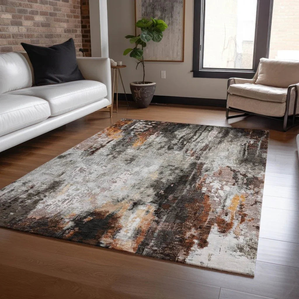 LOOMLAN Rugs Verentha Gray Washable Indoor-Outdoor Rug