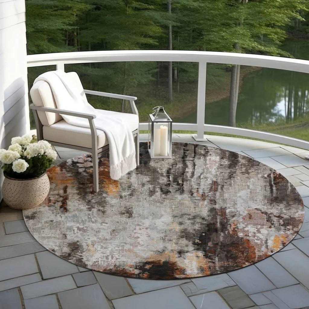 LOOMLAN Rugs Verentha Gray Washable Indoor-Outdoor Rug