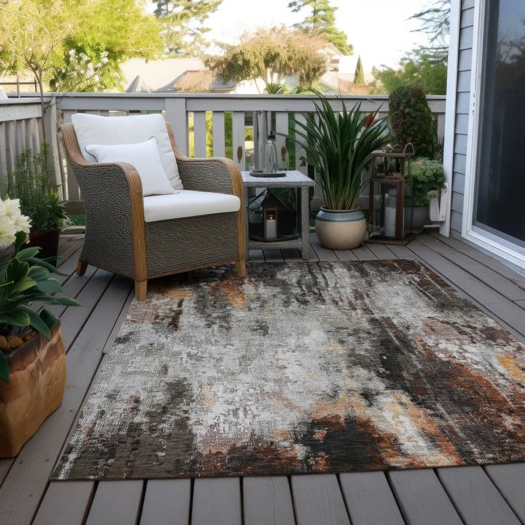 LOOMLAN Rugs Verentha Gray Washable Indoor-Outdoor Rug