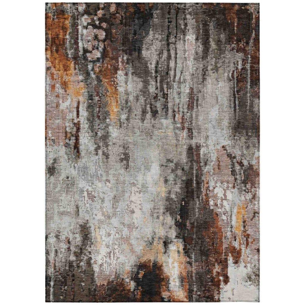 LOOMLAN Rugs Verentha Gray Washable Indoor-Outdoor Rug