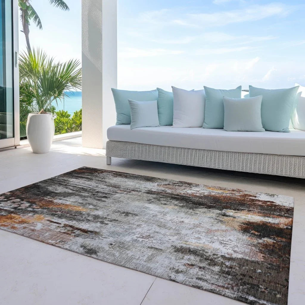 LOOMLAN Rugs Verentha Gray Washable Indoor-Outdoor Rug