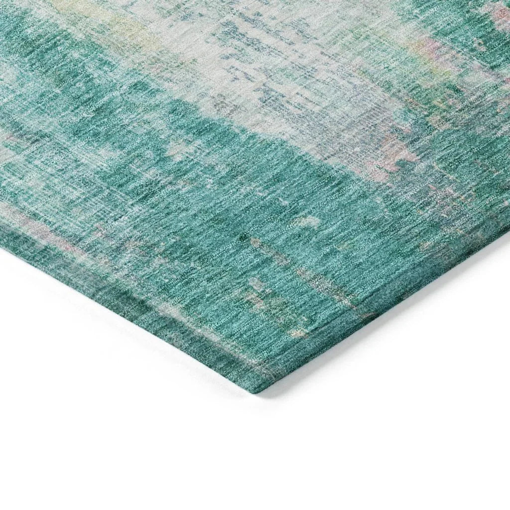 LOOMLAN Rugs Verentha Teal Washable Indoor-Outdoor Rug