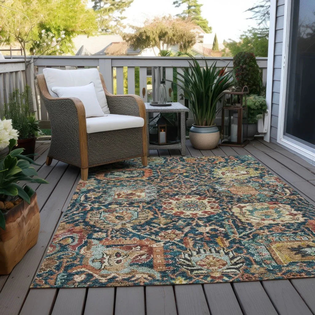 LOOMLAN Rugs Verona Blue Washable Indoor-Outdoor Rug
