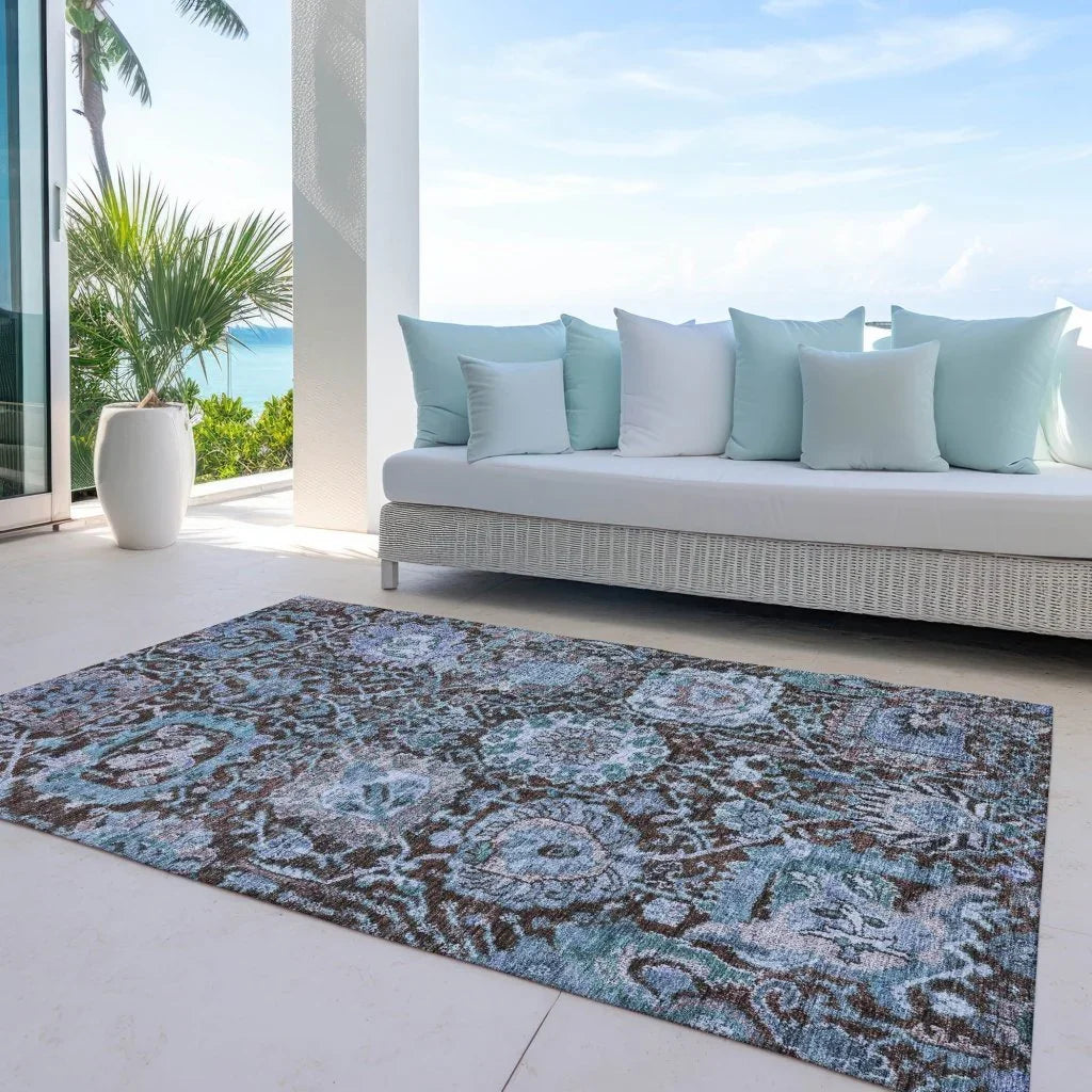 LOOMLAN Rugs Verona Chocolate Washable Indoor-Outdoor Rug
