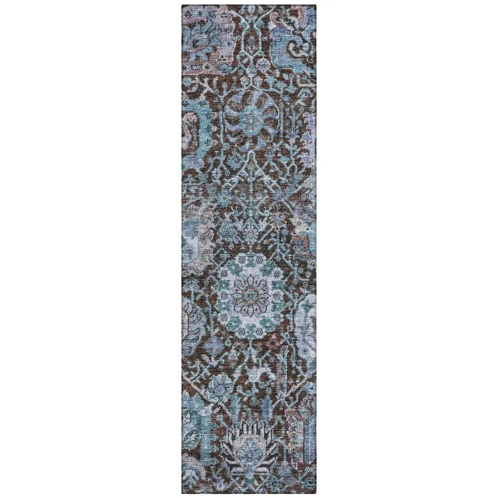 LOOMLAN Rugs Verona Chocolate Washable Indoor-Outdoor Rug