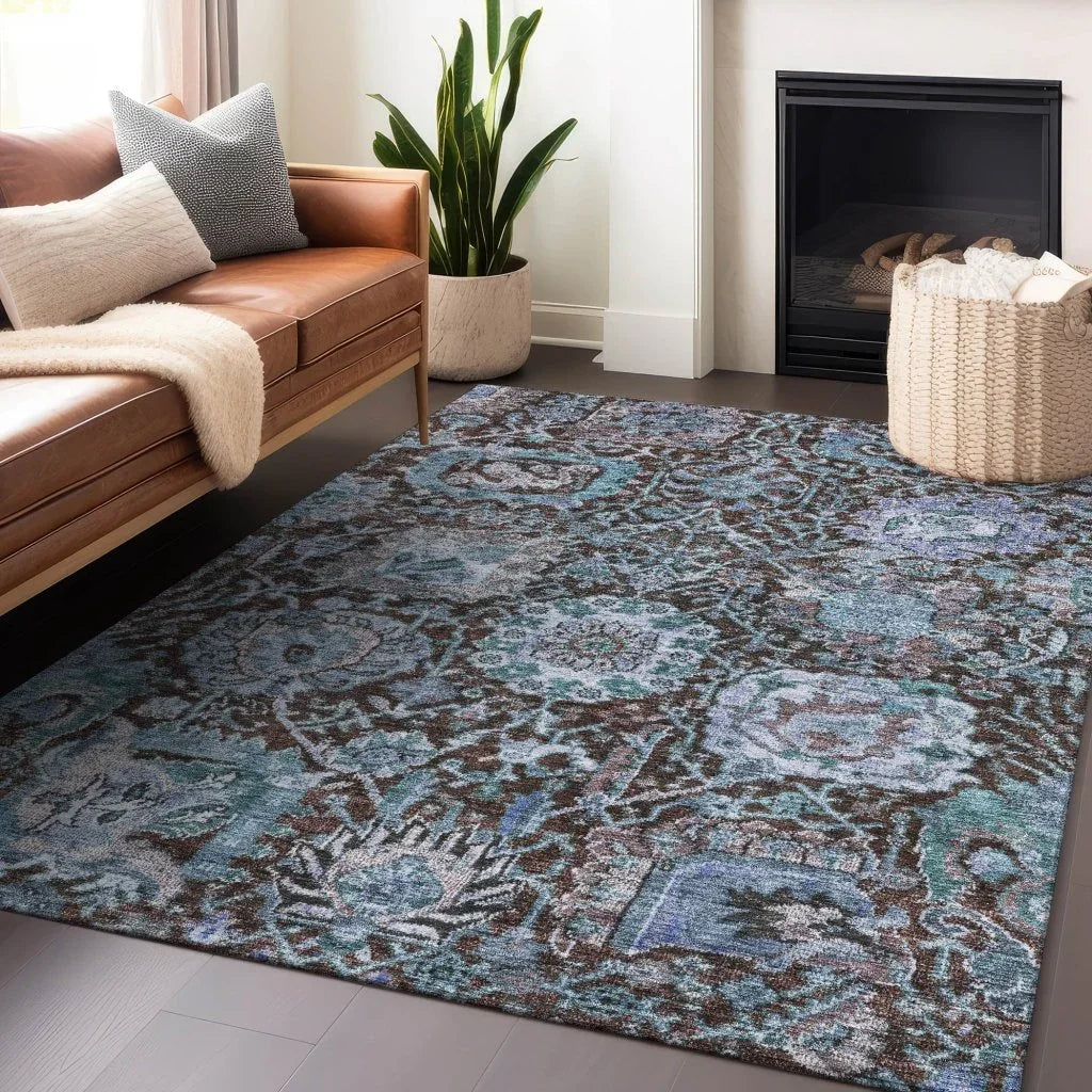 LOOMLAN Rugs Verona Chocolate Washable Indoor-Outdoor Rug