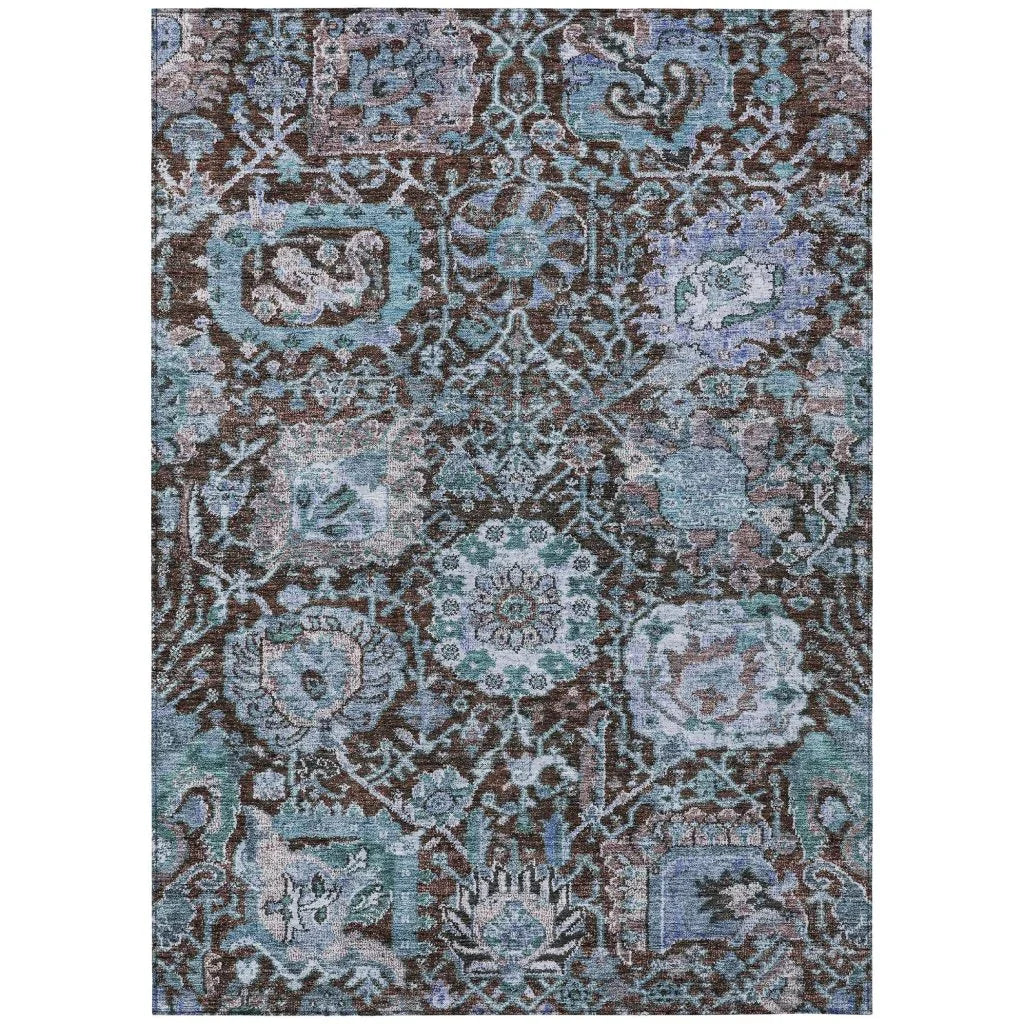 LOOMLAN Rugs Verona Chocolate Washable Indoor-Outdoor Rug