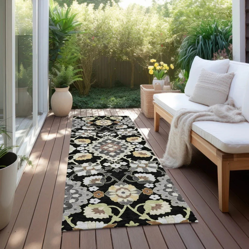 LOOMLAN Rugs Vespera Black Washable Indoor-Outdoor Rug
