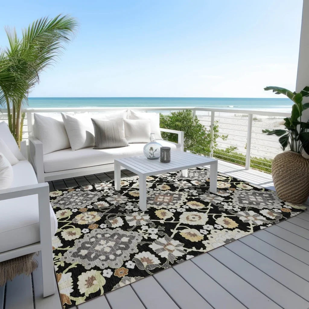 LOOMLAN Rugs Vespera Black Washable Indoor-Outdoor Rug