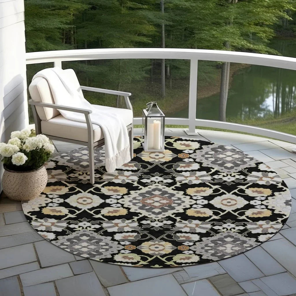 LOOMLAN Rugs Vespera Black Washable Indoor-Outdoor Rug