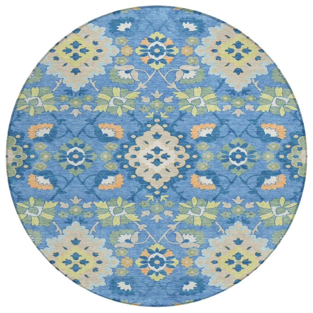 LOOMLAN Rugs Vespera Blue Washable Indoor-Outdoor Rug