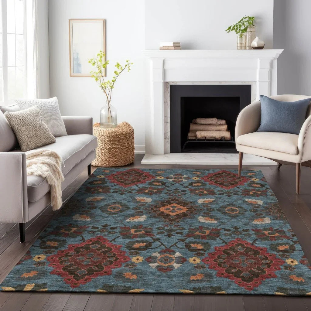 LOOMLAN Rugs Vespera Denim Washable Indoor-Outdoor Rug