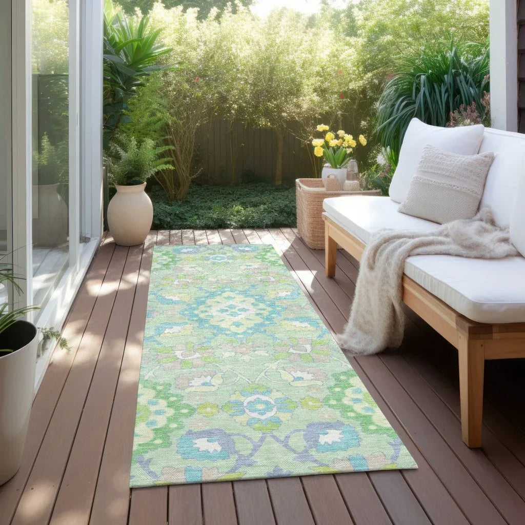 LOOMLAN Rugs Vespera Green Washable Indoor-Outdoor Rug