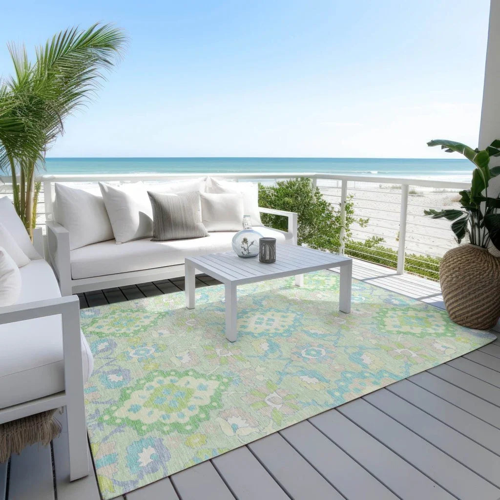 LOOMLAN Rugs Vespera Green Washable Indoor-Outdoor Rug