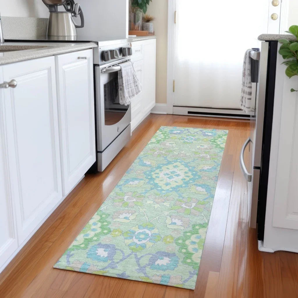 LOOMLAN Rugs Vespera Green Washable Indoor-Outdoor Rug