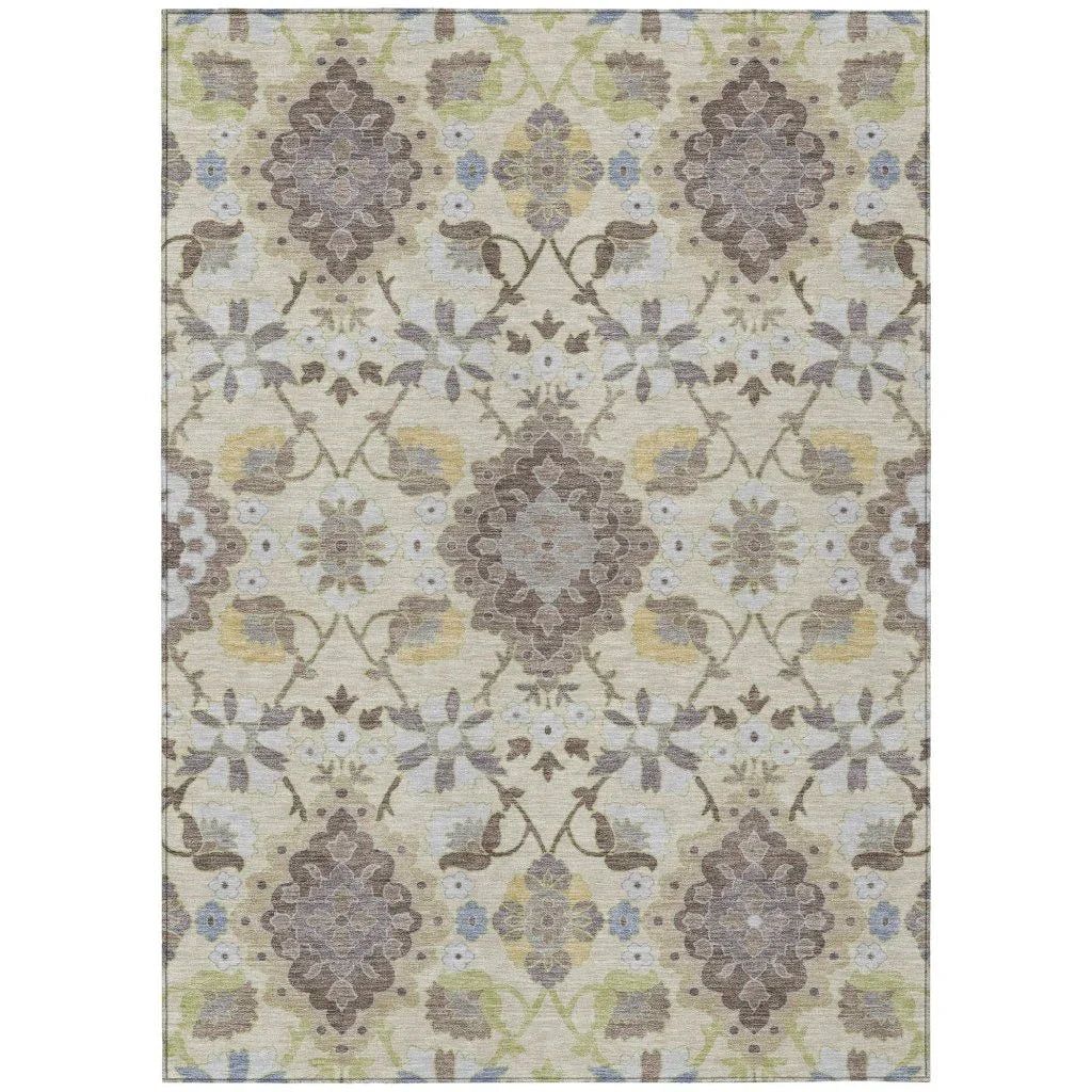 LOOMLAN Rugs Vespera Ivory Washable Indoor-Outdoor Rug