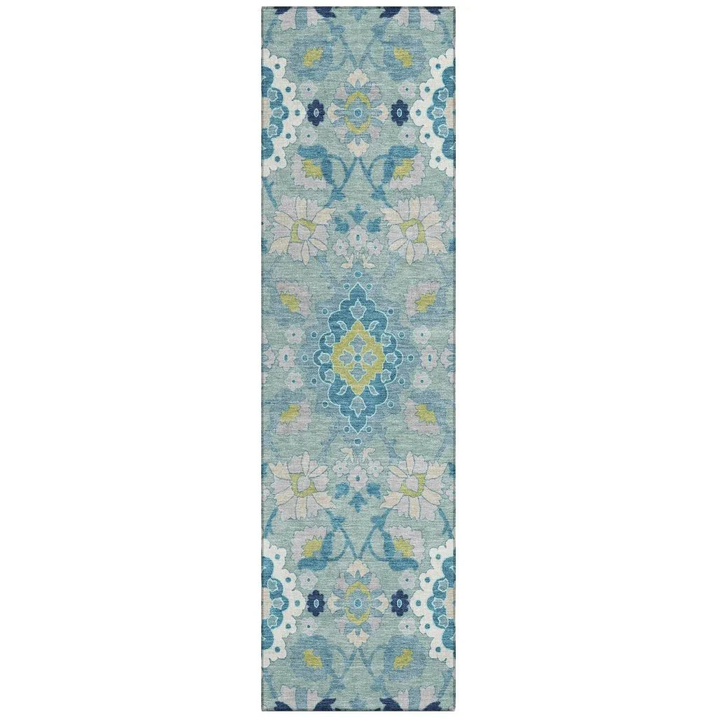 LOOMLAN Rugs Vespera Teal Washable Indoor-Outdoor Rug