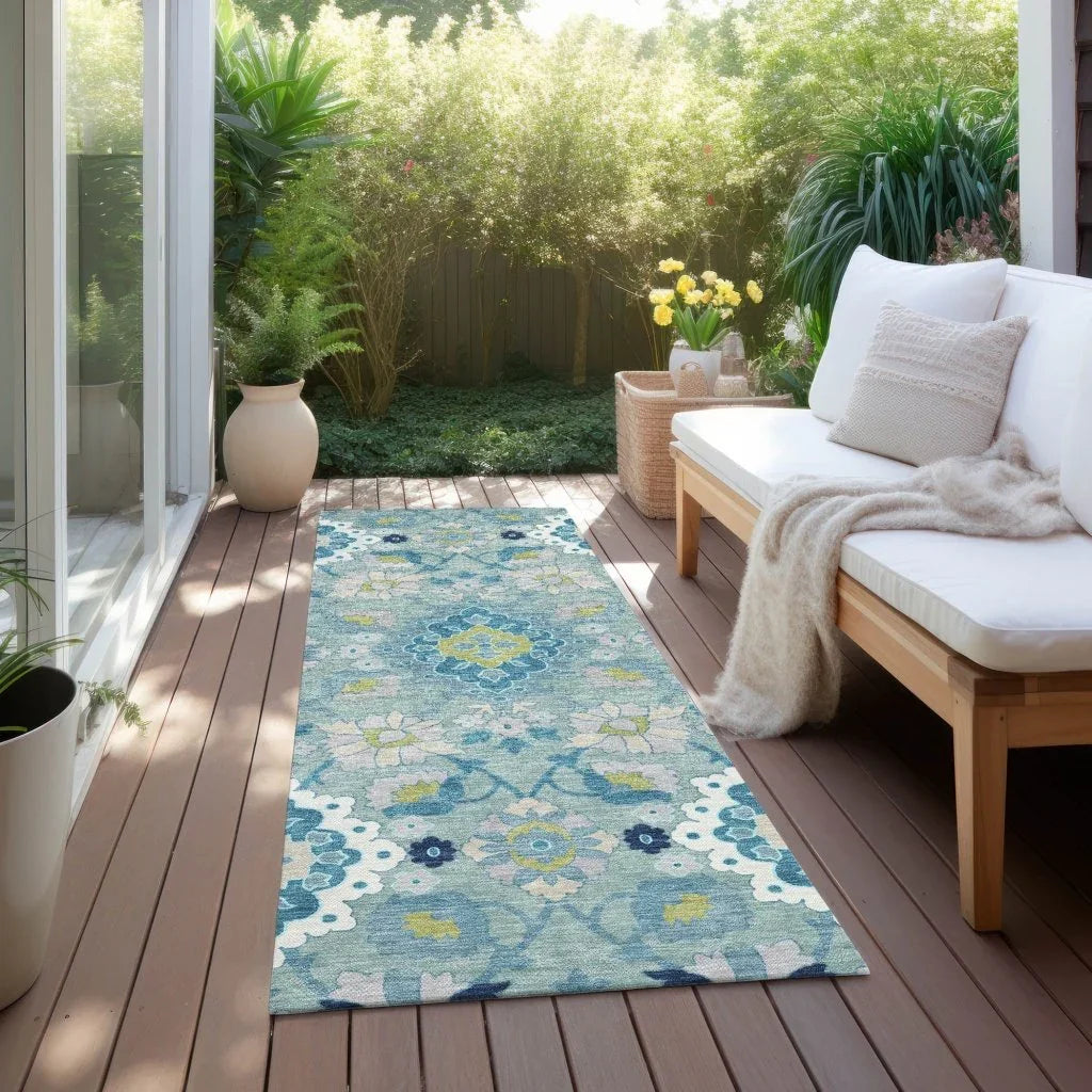 LOOMLAN Rugs Vespera Teal Washable Indoor-Outdoor Rug