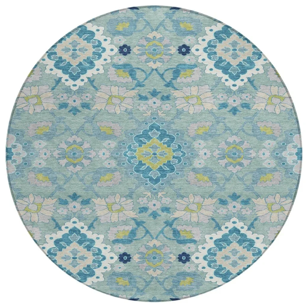 LOOMLAN Rugs Vespera Teal Washable Indoor-Outdoor Rug