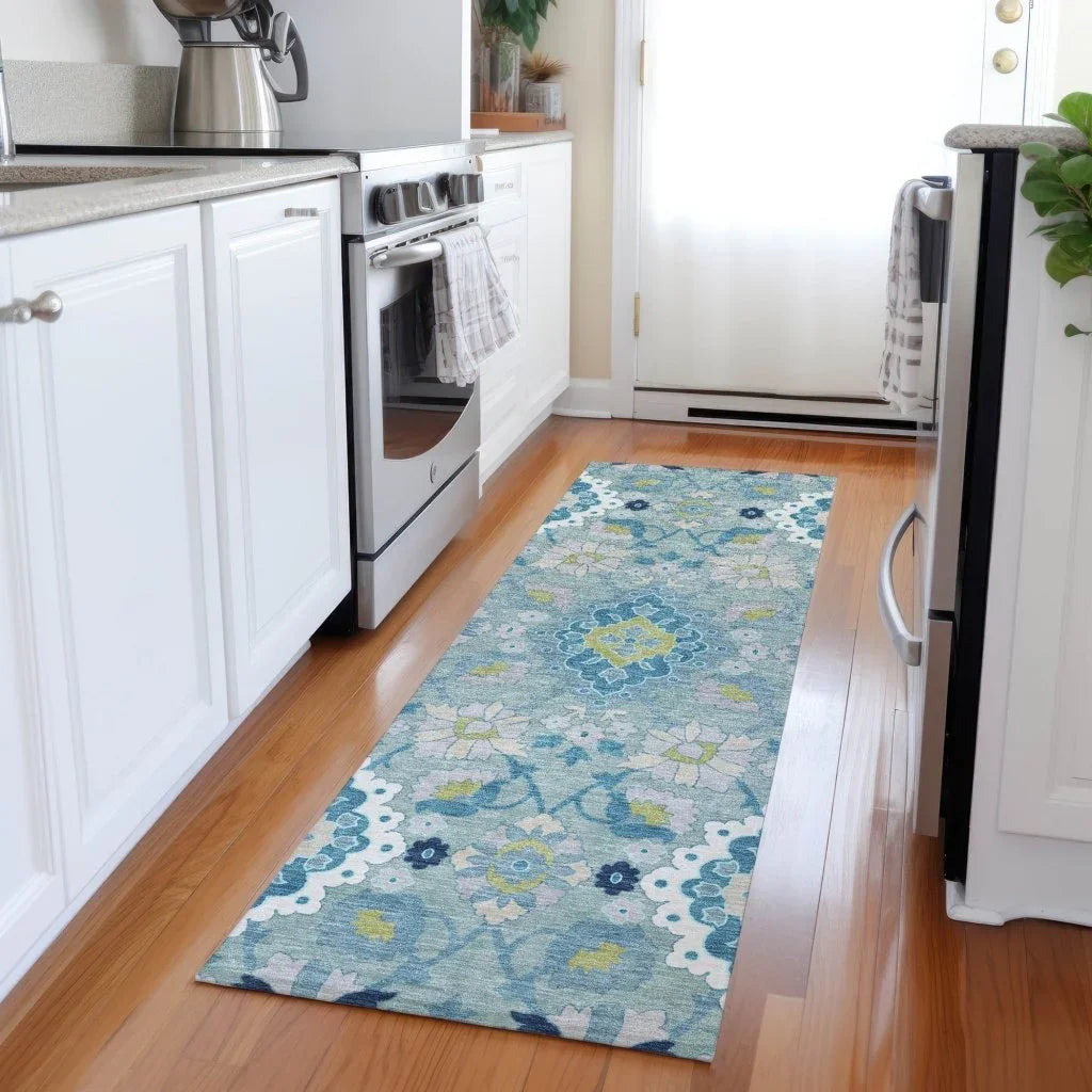 LOOMLAN Rugs Vespera Teal Washable Indoor-Outdoor Rug