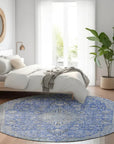 LOOMLAN Rugs Vexira Blue Washable Indoor-Outdoor Rug
