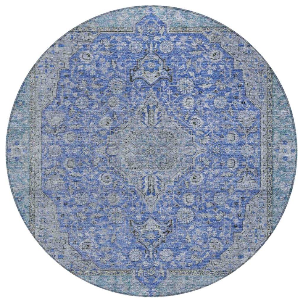 LOOMLAN Rugs Vexira Blue Washable Indoor-Outdoor Rug