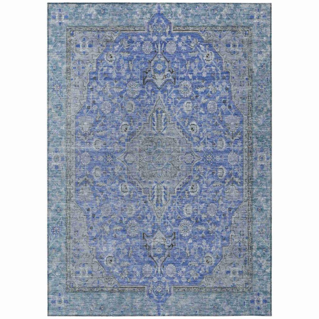 LOOMLAN Rugs Vexira Blue Washable Indoor-Outdoor Rug