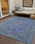 LOOMLAN Rugs Vexira Blue Washable Indoor-Outdoor Rug
