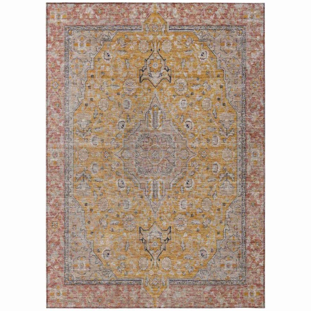 LOOMLAN Rugs Vexira Gold Washable Indoor-Outdoor Rug