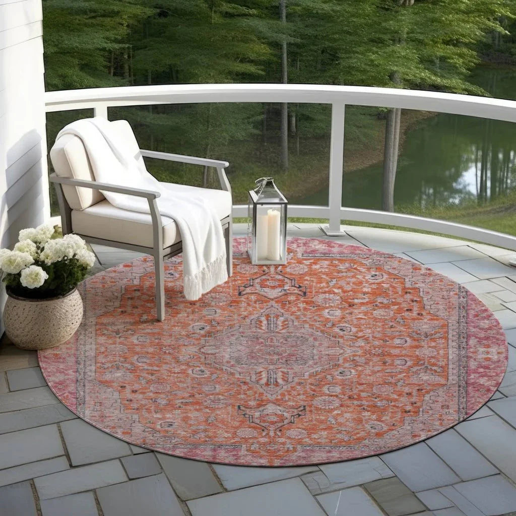 LOOMLAN Rugs Vexira Orange Washable Indoor-Outdoor Rug