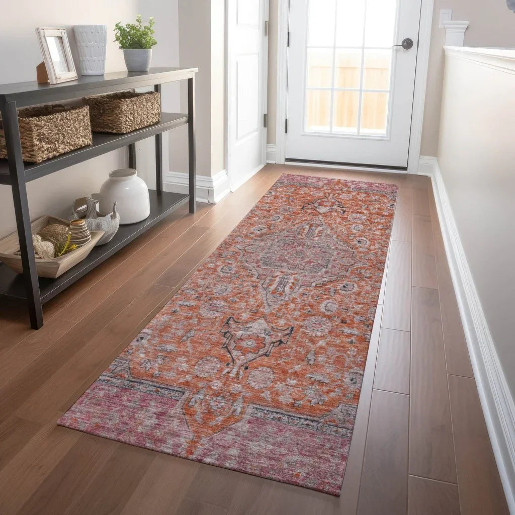 LOOMLAN Rugs Vexira Orange Washable Indoor-Outdoor Rug